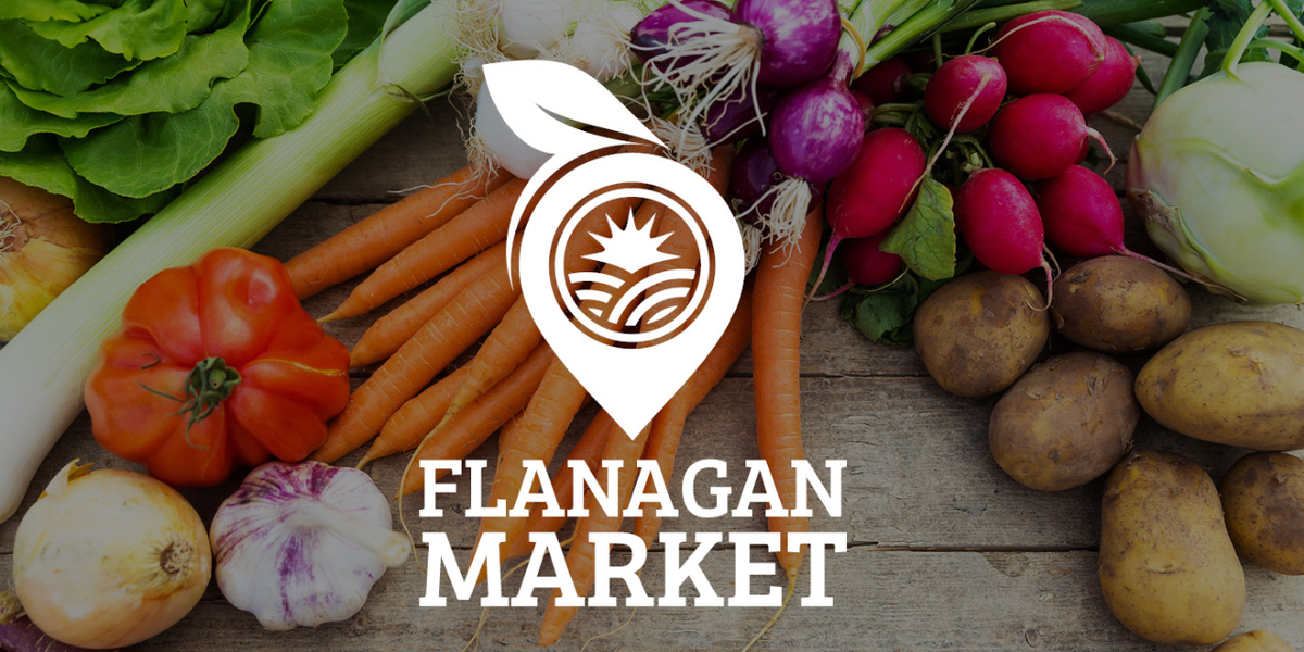 Ontario vegetables with Flanagan Market logo